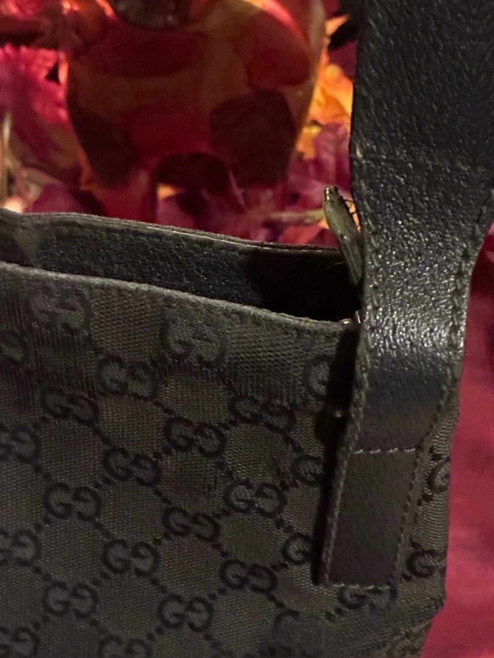 Gucci Black Monogram Messenger Bag with Adjustable Strap